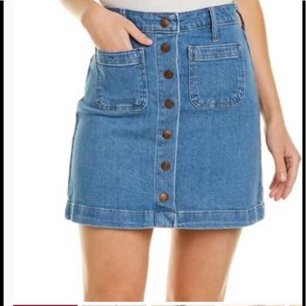 Madewell McCaren Denim Button Front Mini Skirt in Blue Size 28 NWOT